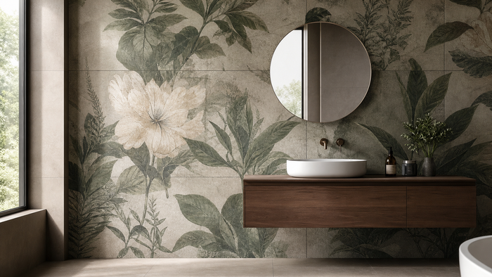 Floral-Effect Wall Tiles